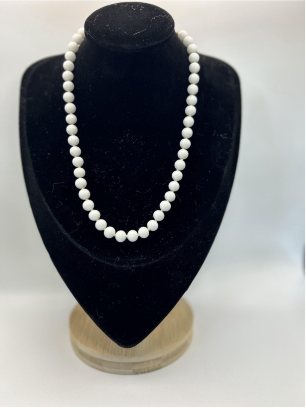 Monet Necklace White Beaded Strand Gold Tone Chain Hook Clasp 18 Inch Jewelry
